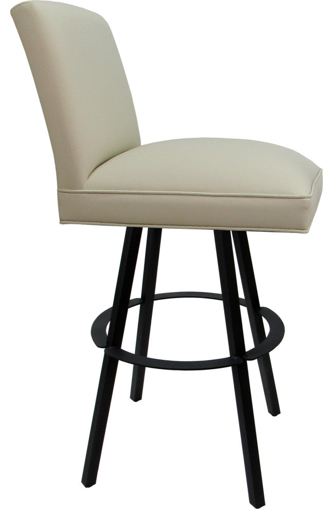 Swivel Sommerville Stool on Warren Base, Ocean Beige Vinyl - Black, 30"