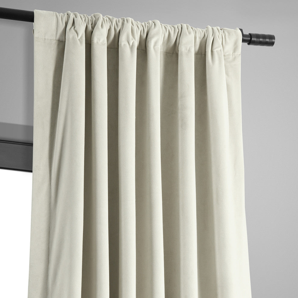 Signature Off White Blackout Velvet Curtain Single Panel, 50"x84"
