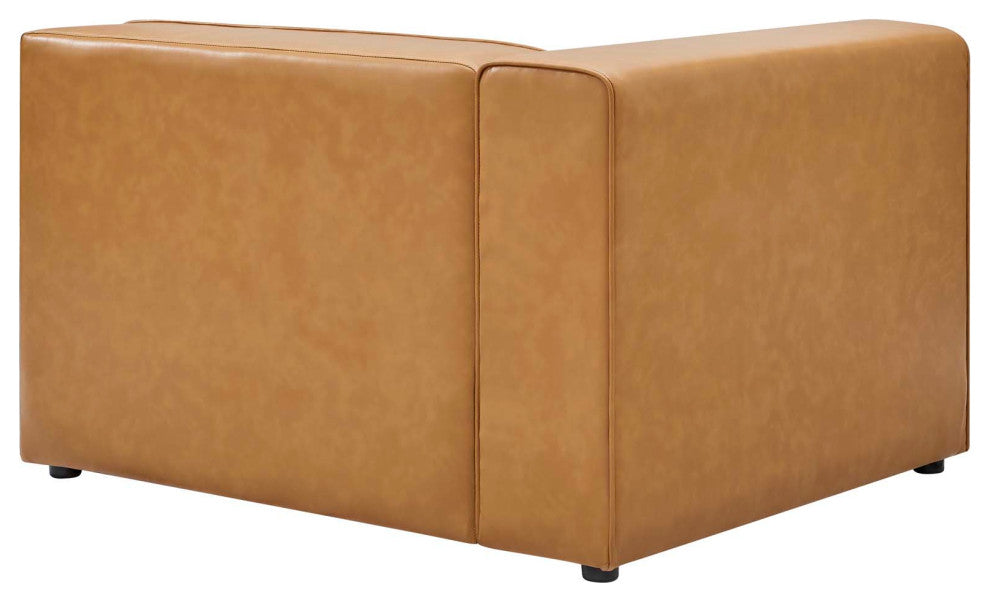 Mingle Vegan Leather Sofa and Ottoman Set, Tan