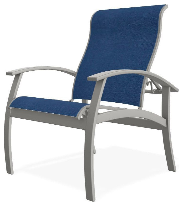 Belle Isle Sling Adjustable Outdoor Dining Chair, Cobalt/Snow