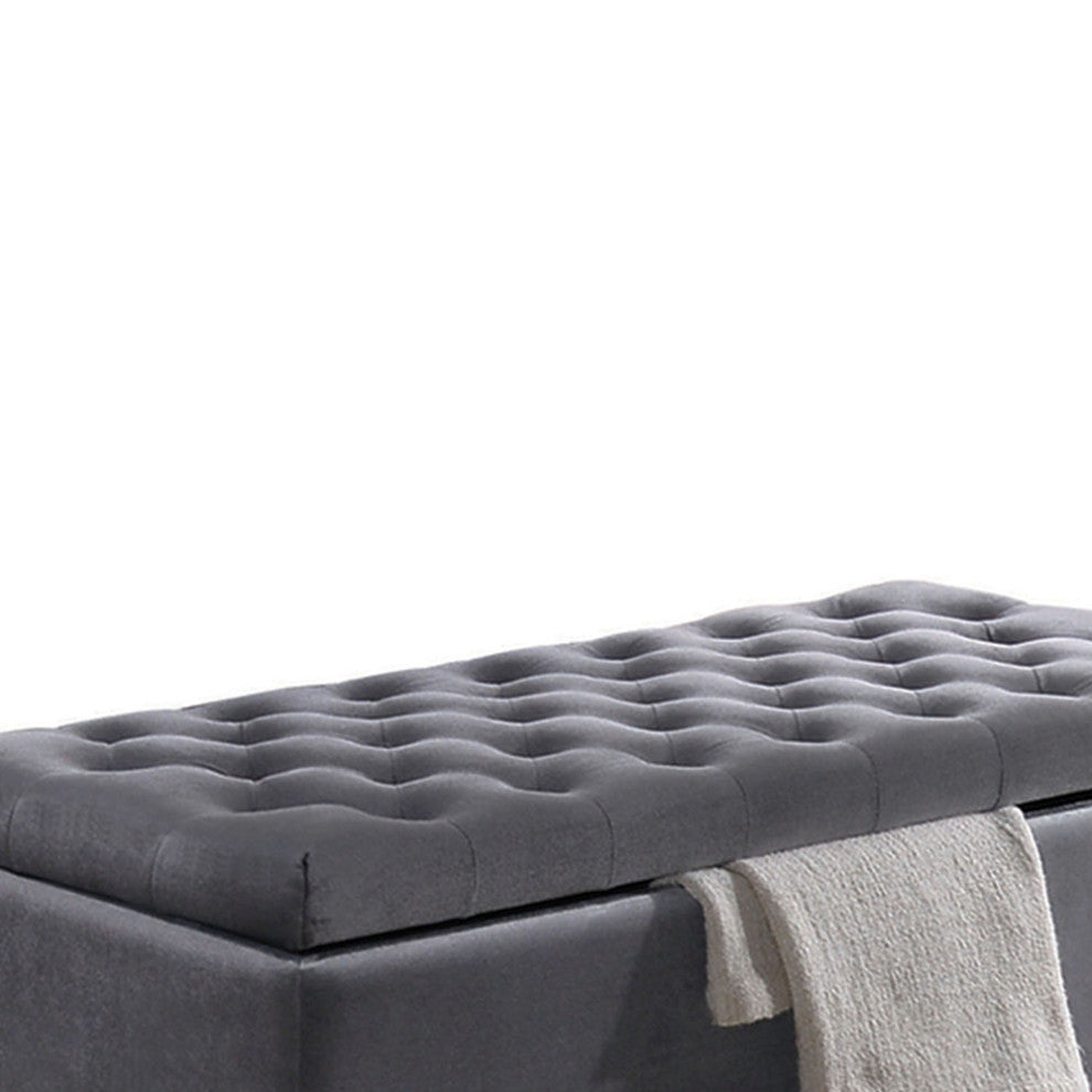 Rebekah Storage Bench, Gray Fabric