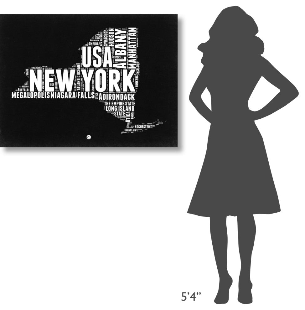 "New York Black and White Map" Fine Art Print