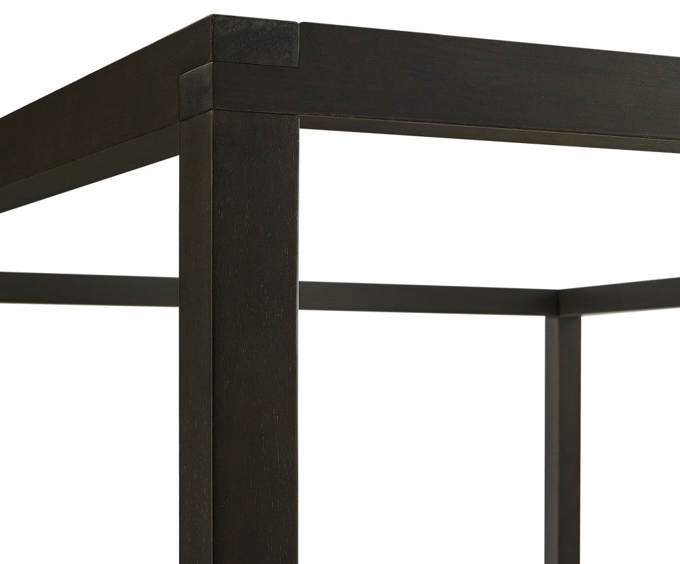 Alva Queen Wood Canopy Platform Bed, Smoked Oak