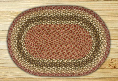 Olive/Burgundy/Gray Oval Braided Rug, 2'x8'