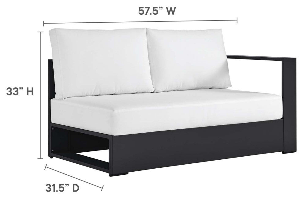 Tahoe Outdoor Patio Powder-Coated Aluminum 5-Piece Sectional Sofa Set - Gray Whi