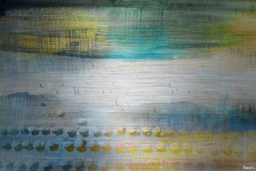 "Under Umbrellas" Painting Print on Brushed Aluminum, 45"x30"