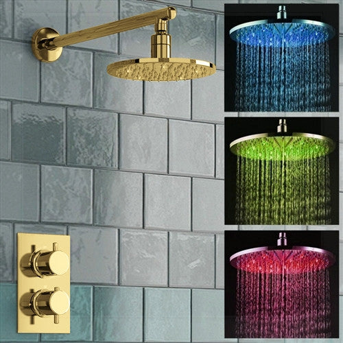Fontana Round Thermostatic Mixer Shower Set With Optional LED Lighting