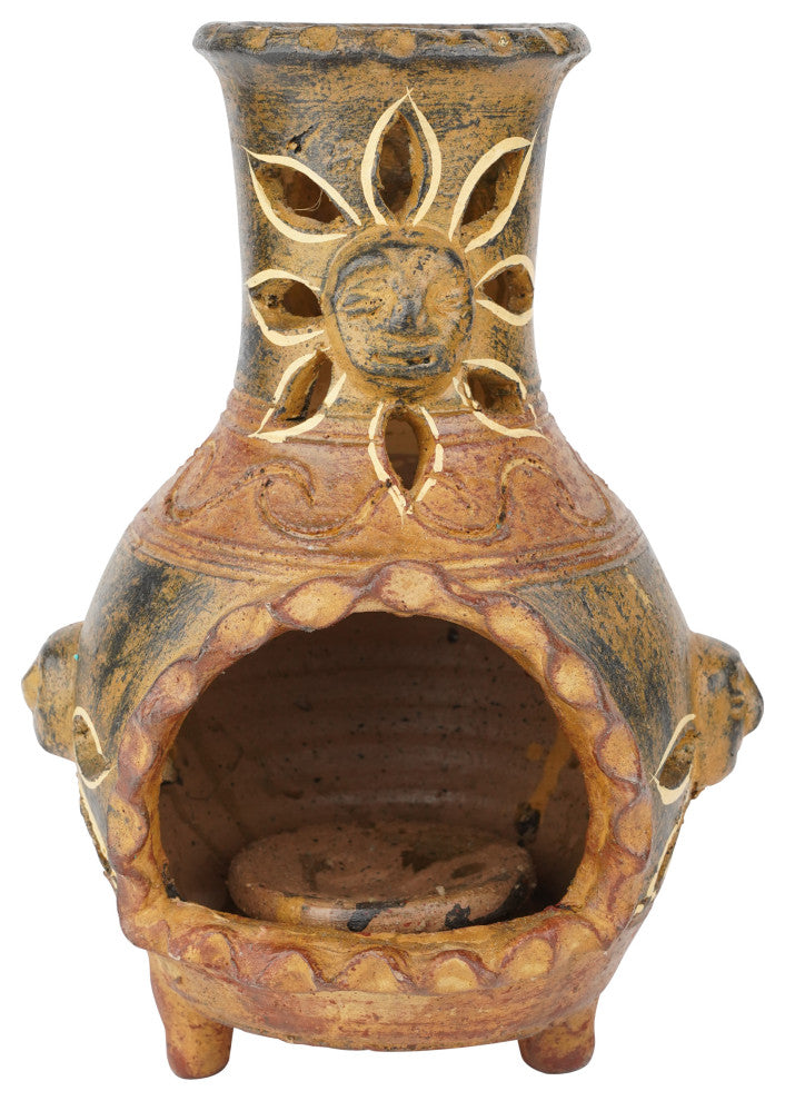 Clay Chimney Candle Holder, Handmade, Garden, Red