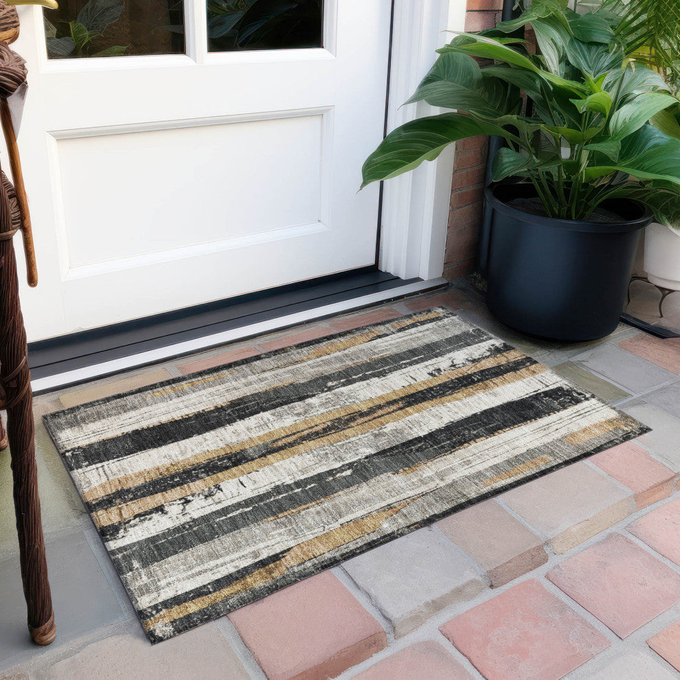 Machine Washable Indoor/Outdoor Chantille ACN1872 Taupe 1'8" x 2'6" Rug