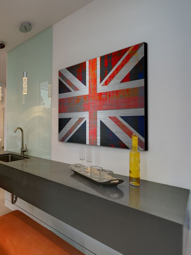 "Union Jack" Print on Brushed Aluminum, 36"x24"