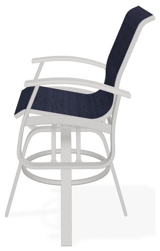 Belle Isle Sling Bar Height Outdoor Swivel Armchair, Collect Indigo/Snow