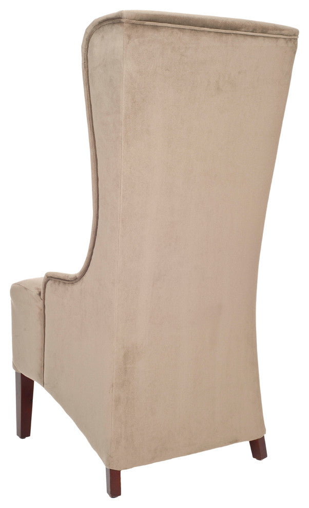 Safavieh Becall 20" Cotton Dining Chair, Mushroom Taupe, Cherry Mahogany
