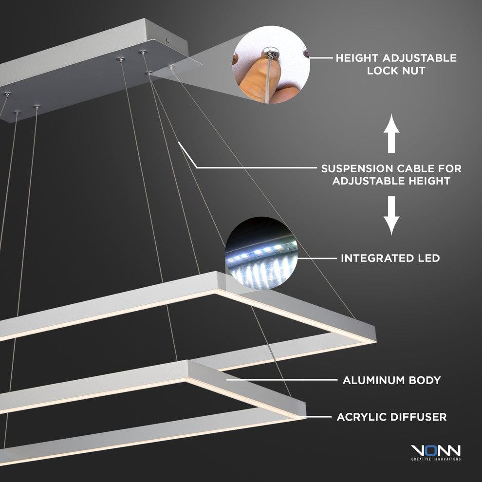 Atria Duo LED Adjustable 2-Tier Chandelier, Black