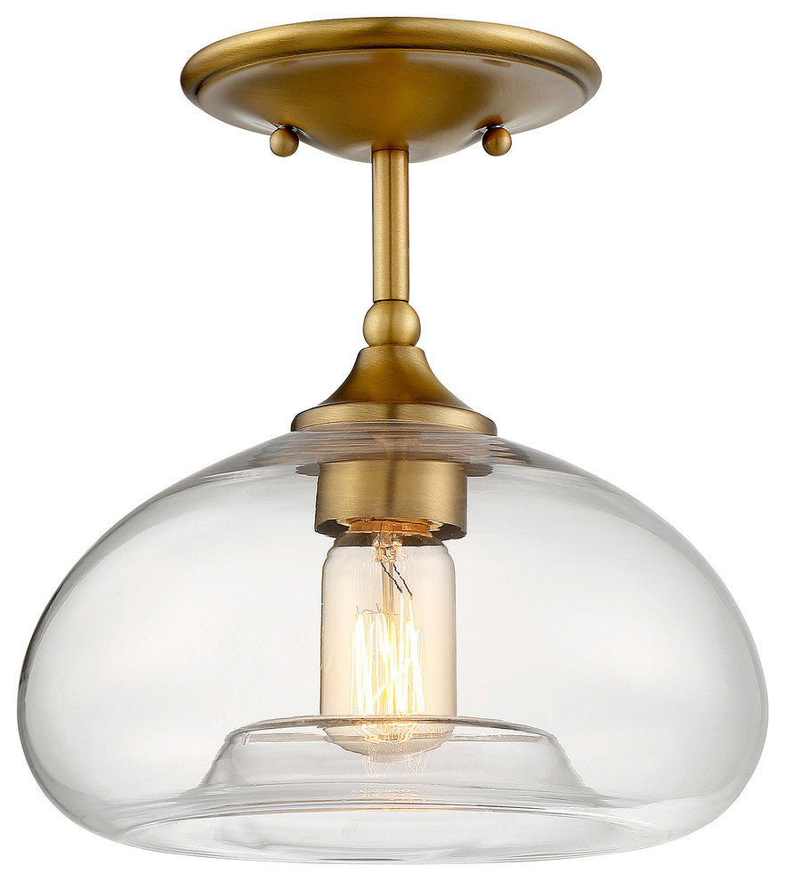 1-Light Semi-Flush Mount, Natural Brass
