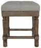 Cortesi Home Kalmus Square Ottoman Stool 19" High, Beige Fabric