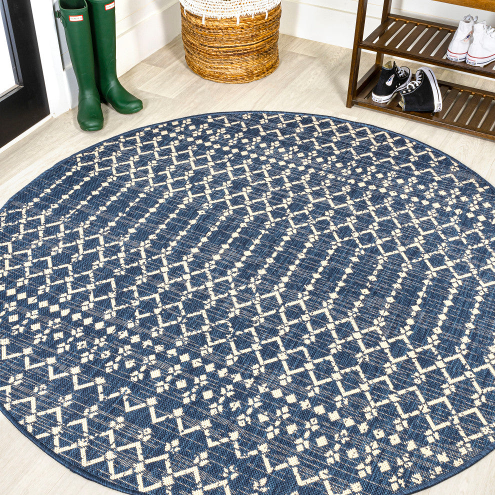 Ourika Moroccan Geometric Textured Weave Indoor/Outdoor Area Rug