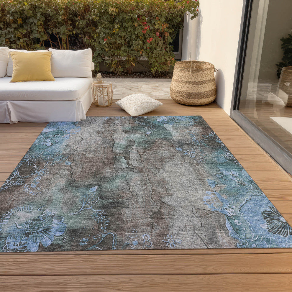 Machine Washable Indoor/Outdoor Chantille ACN1869 Taupe 5' x 7'6" Rug