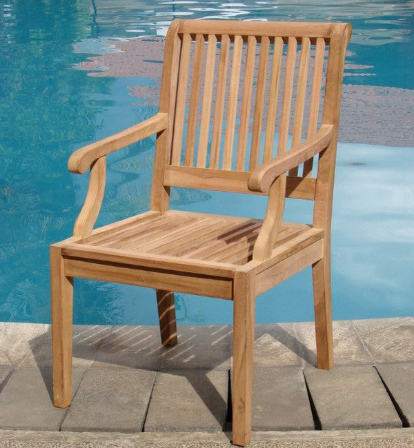 9-Piece Outdoor Patio Teak Dining Set: 83" Rectangle Table, 8 Sack Arm Chairs