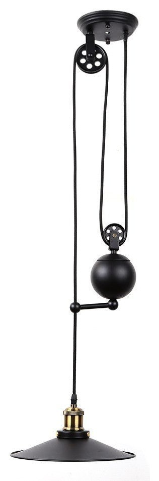 Edison Vintage Style Loft Industrial Pulley Pendant Lights, Adjustable Lamp