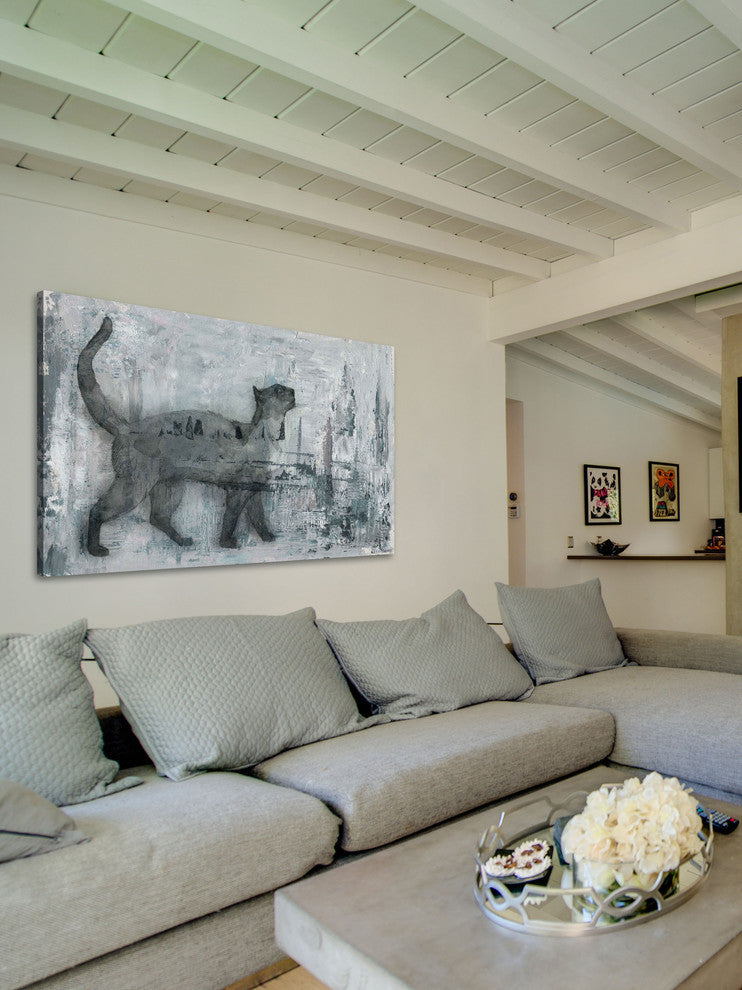 "Cat Prance" Painting Print on Wrapped Canvas, 24"x16"