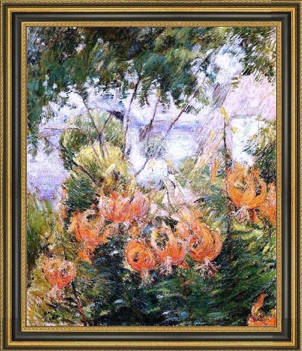 John Twachtman Tiger Lilies Framed Premium Canvas Print, 20"x25"