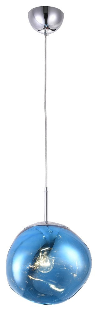 11" Chrome Single Pendant Light, Blue