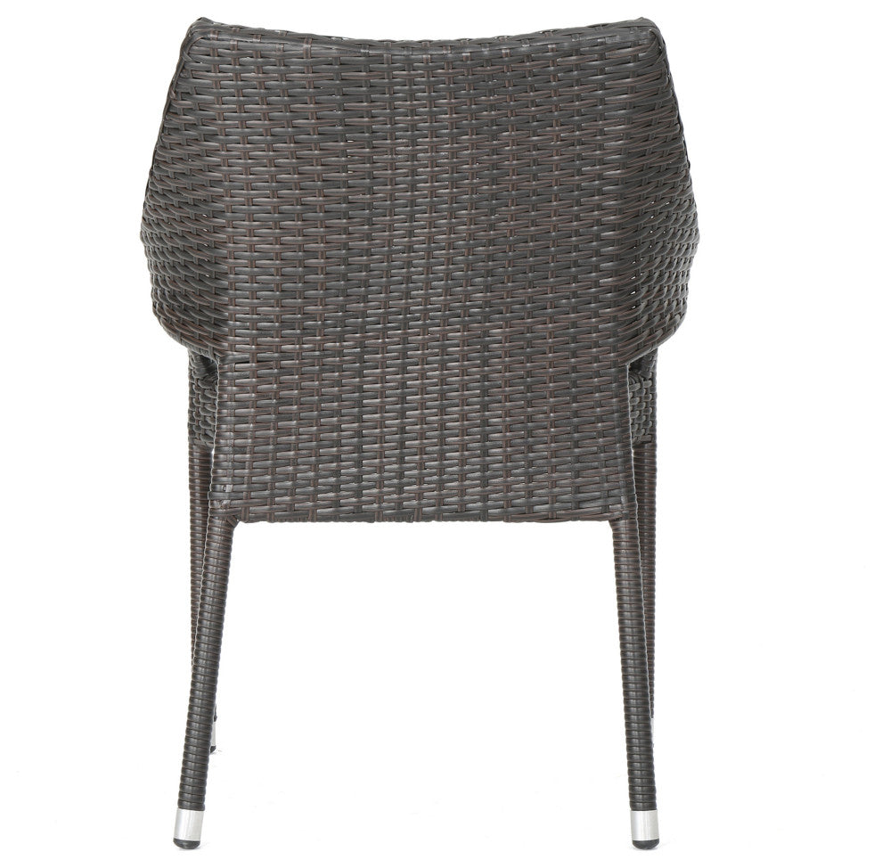 GDF Studio Miranda Outdoor Mix Mocha Wicker Stacking Dining Chairs, Set of 4