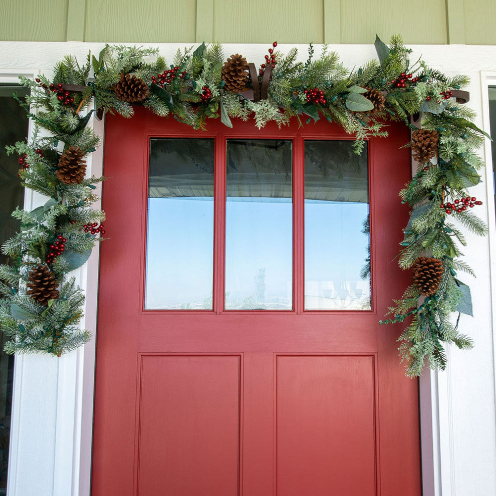 9' Artificial Christmas Garland with Lights, Winter Frost