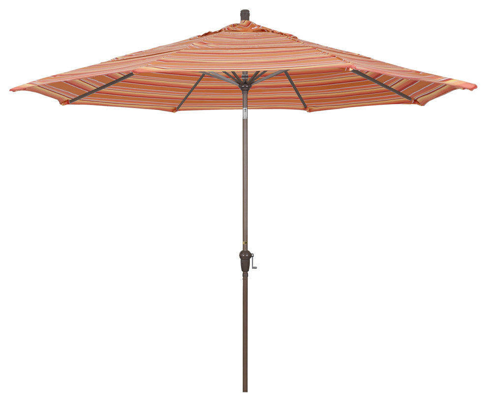 11' Champagne Auto-Tilt Crank Lift Aluminum Umbrella, Sunbrella, Dolce Oasis