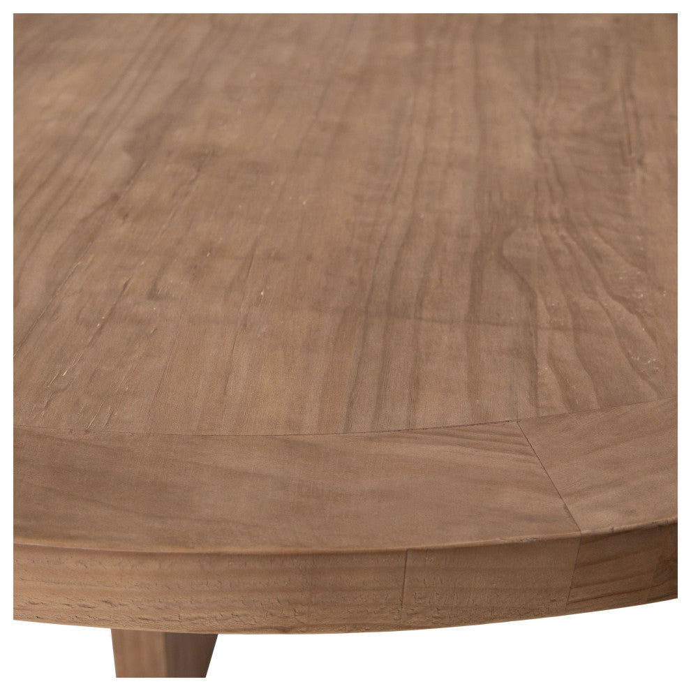 Brooks 60" Round Reclaimed Pine Dining Table With Cross Base, Natural Finish