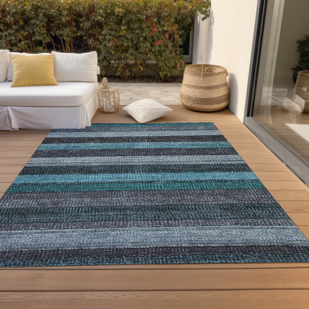 Machine Washable Indoor/Outdoor Chantille ACN1865 Teal 9' x 12' Rug