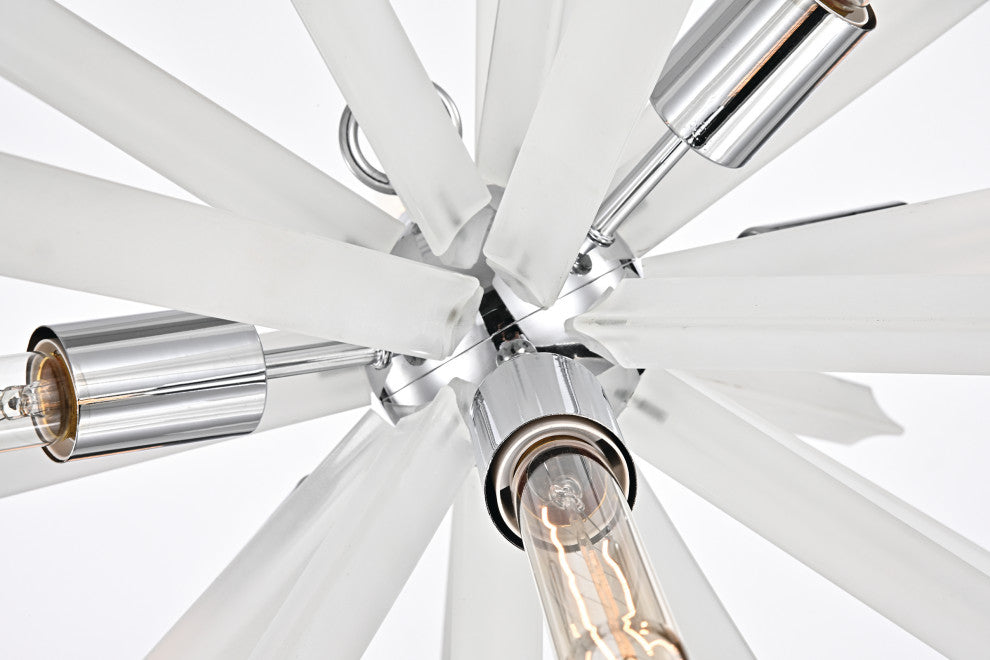 Everleigh 6-Light Chrome Sputnik Chandelier with Frosted Glass Prisms Glam