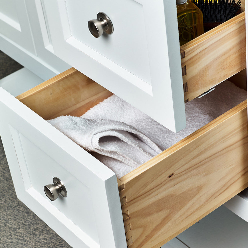 Manchester 48" Single Bathroom Vanity in White with Quartz Stone Top