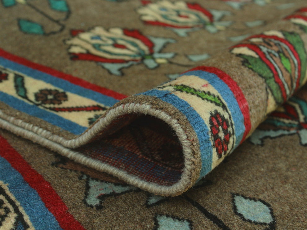 Fine Vintage Distressed Nazmiye Brown Runner