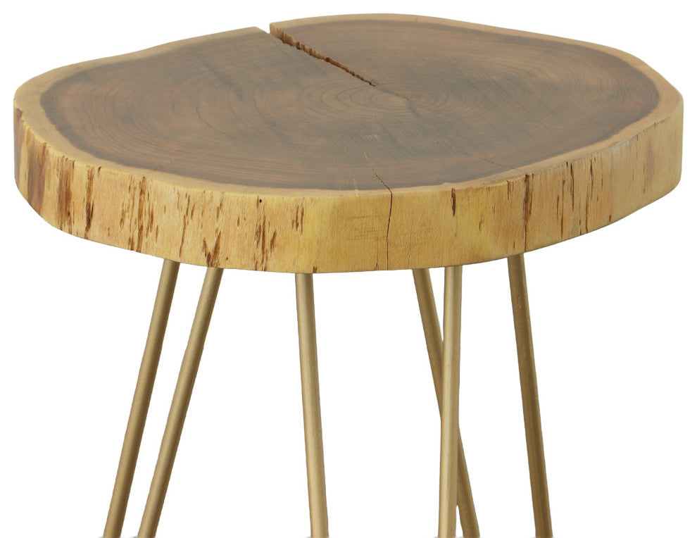 Seti Live Edge Accent Table Top, Gold