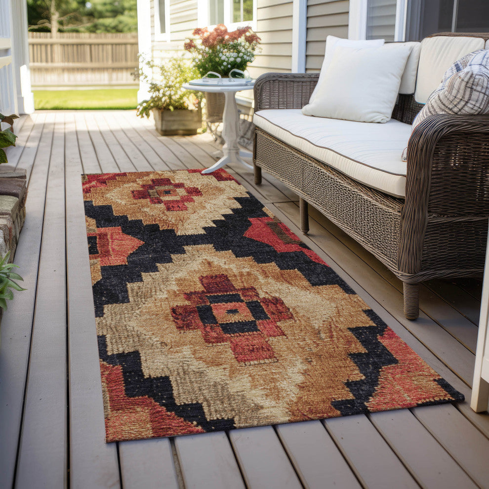 Machine Washable Indoor/Outdoor Chantille ACN1894 Rust 2'3" x 7'6" Runner Rug