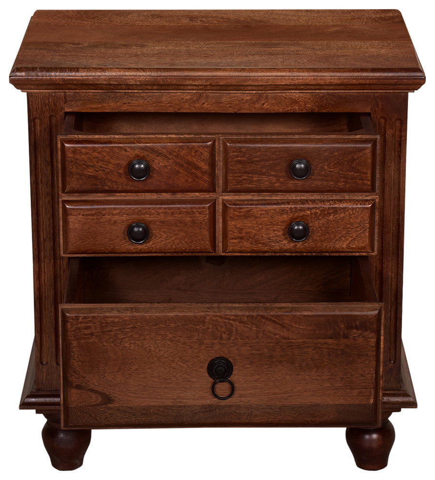 Gabrielle II Transitional Nightstand, Cherry Finish