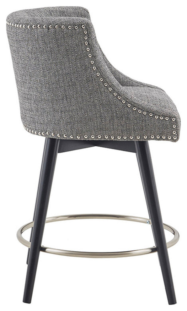 Madison Park Mateo Barrel Style Swivel Counter Stool, Grey