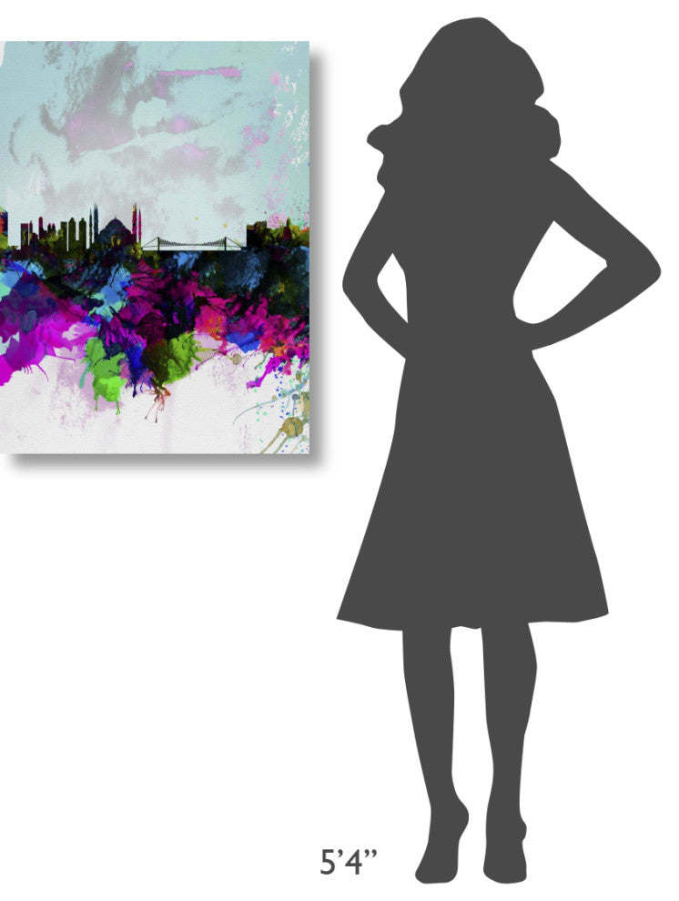 "Istanbul Watercolor Skyline" Fine Art Print