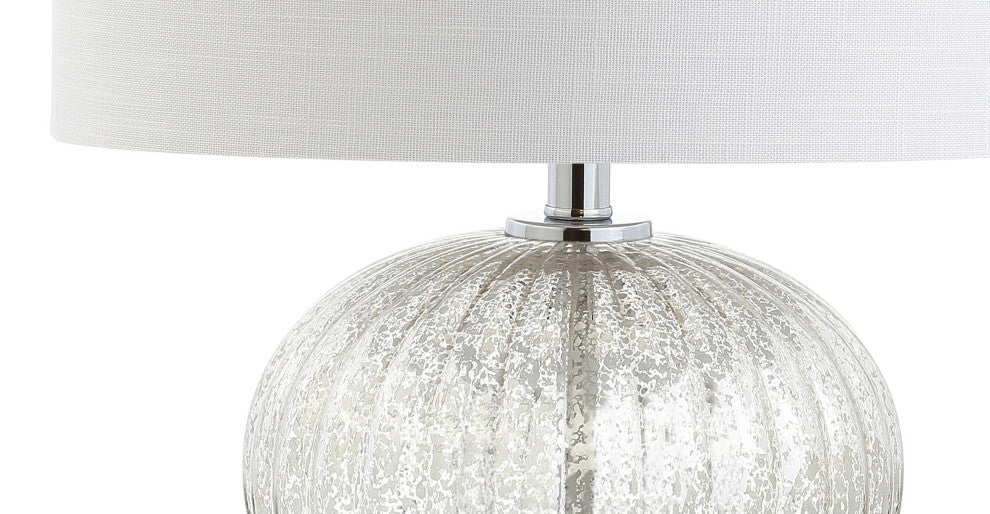 Judith 21" Mercury Glass LED Table Lamp, Silver, Ivory