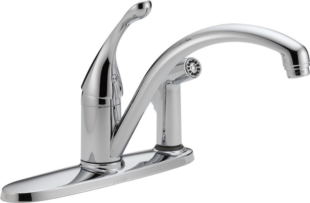 Delta Collins Single Handle Kitchen Faucet With Integral Spray, Chrome, 340-DST