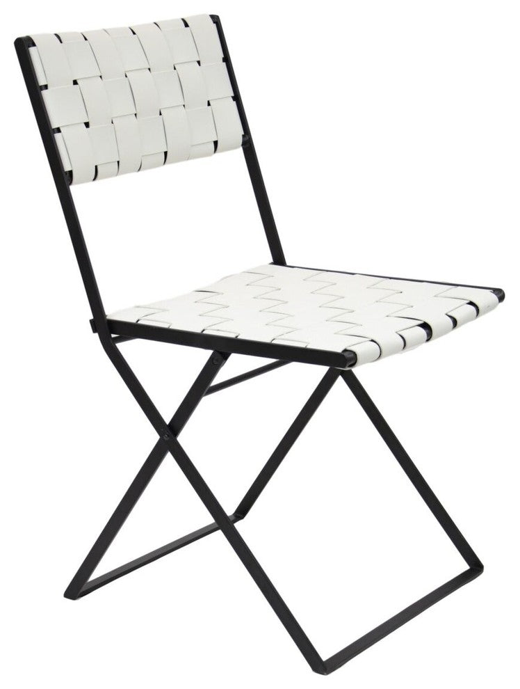 Deluxe Leather Folding Chair, White Leather