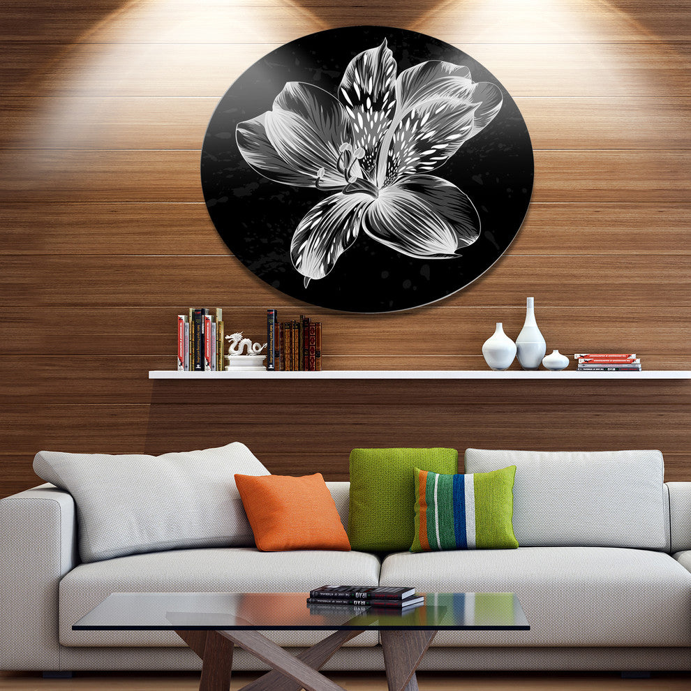 Beautiful Monochrome Alstroemeria Flower, Floral Round Wall Art, 38"