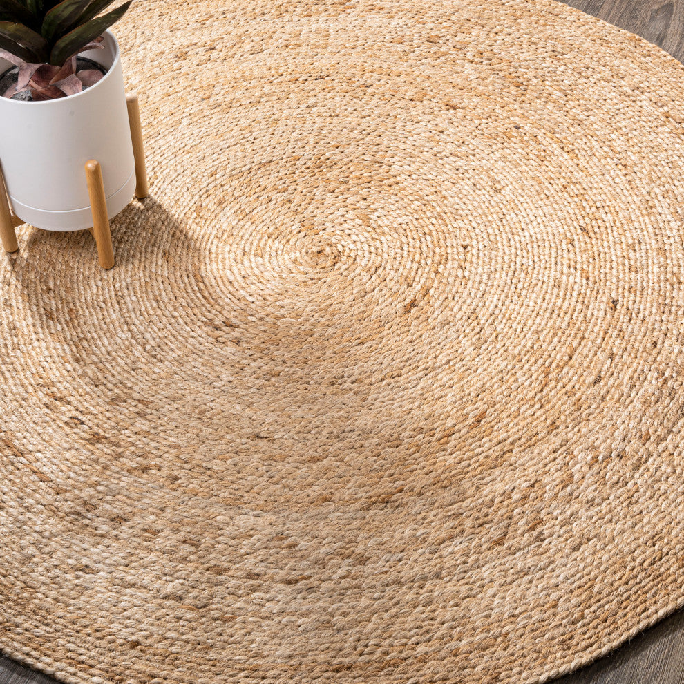 Soleil Round Natural Jute Braided Circle Natural 6' Round Area Rug