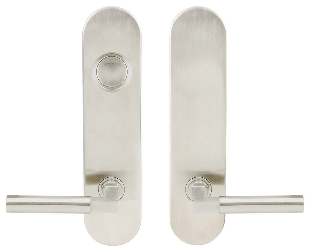 Aurora Lever, Tubular Dummy Entry With Dummy Cylinder, LH, Satin Stainless Steel