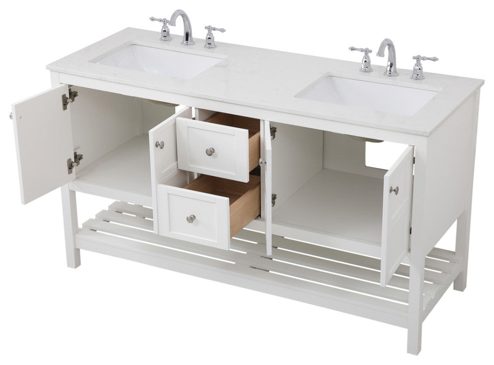 Tucker White 60" Double Sink Bathroom Vanity