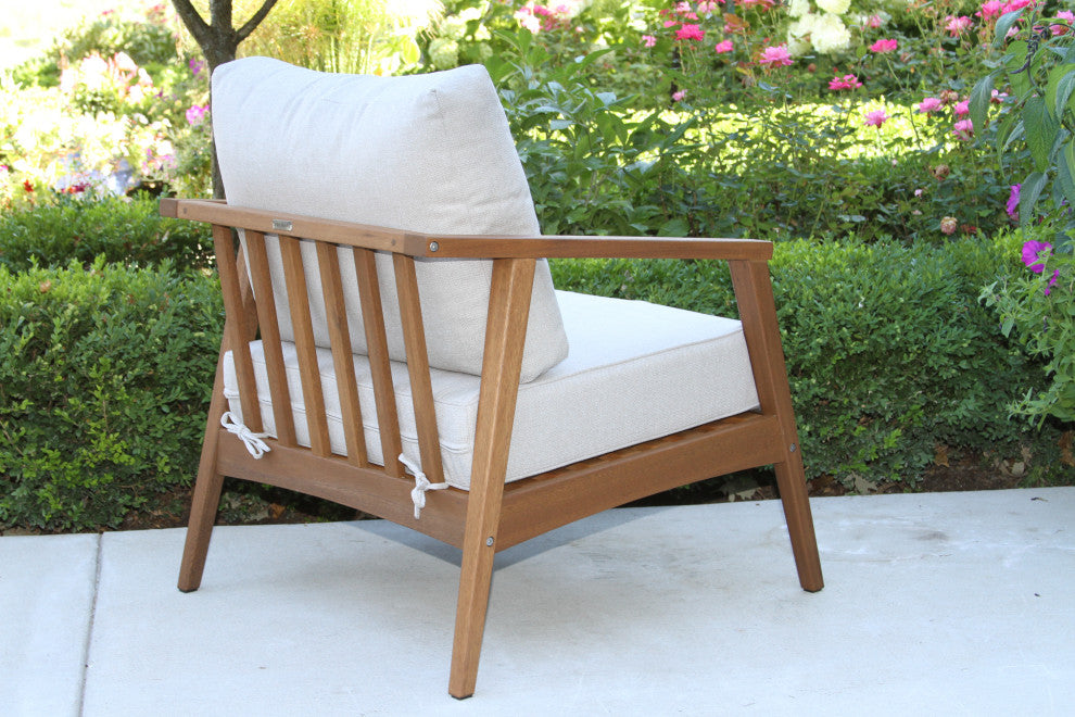 Modern Eucalyptus Armchairs With Olefin Cushions, Set of 2