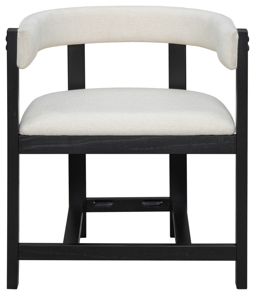 Heise Modern Open Back Dining Armchair With Cushion, Set of 2, Beige/Black