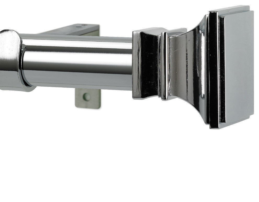 Versailles Non-Telescoping Curtain Rod With Metro Rings, Chrome, 96