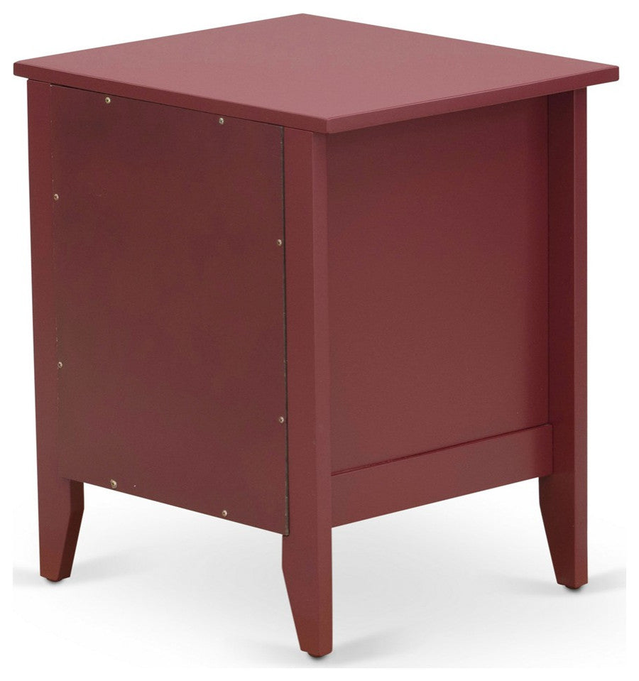 Wooden Night Stand For Bedroom, 1 Wooden Drawer, Burgundy